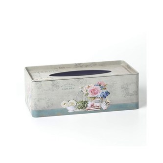 HOME DECOR Krabička na papírové kapesníky plechová  JARDIN 24 x 13 x 9,5 cm