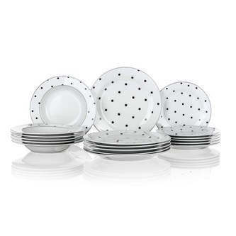BANQUET Sada talířů BLACK DOTS, 18 ks