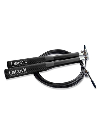 Ostrovit - Metal skipping rope 3m kovové švihadlo s lankem černé