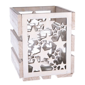 Dřevěný svícen se sklem - hvězdy