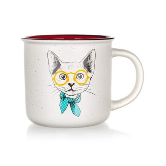 BANQUET Hrnek keramický CAT WITH GLASSES 400 ml