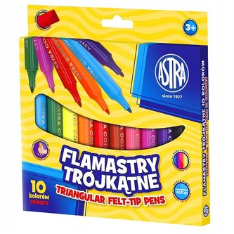 Flamastry trójkątne 10 kolorów ASTRA