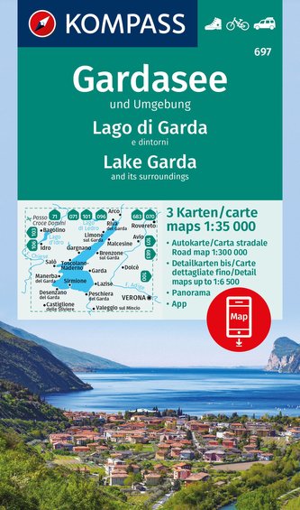 KOMPASS Wanderkarten-Set 697 Gardasee und Umgebung - Lake Garda and its surroundings - Lago di Garda e dintorni (3 Karten) 1:35.