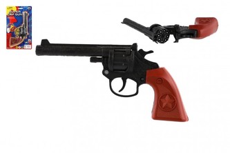 Revolver/pistole na kapsle 8 ran plast 20cm na kartě 15x25x3cm Revolver/pistole na kapsle 8 ran plast 20cm na kartě 15x25x3cm