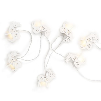 Dekorační světelný řetěz s dřevěnými sobíky 6x6 cm - 185 cm