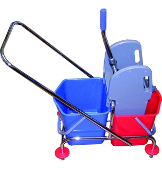 Vozík úklidový chrom 2x17L překlápěcí  EKONOMY