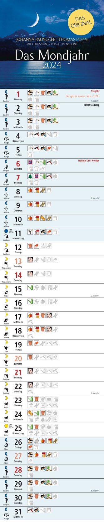 Das Mondjahr 2024 - Streifenkalender