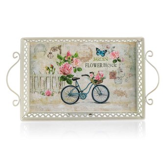 HOME DECOR Podnos plechový BICYCLE 41 x 23 x 4,5/9 cm