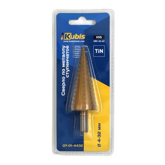 Vrták do kovu stupňovitý HSS, ∅4-32mm, TiN, HRC 60-63 | 07-01-4432