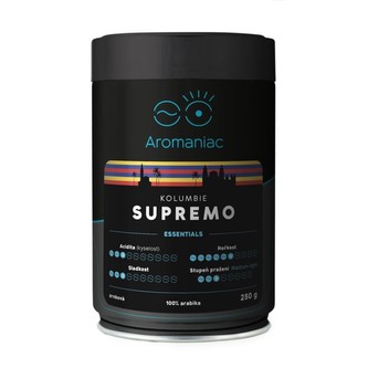 Káva Aromaniac Kolumbie Supremo, zrnková, dóza, 250g