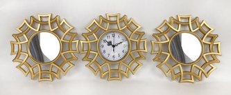 Plastový nástěnný set - hodiny a zrcadla Ø25cm - sada 3ks, 1/20