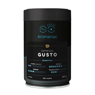 Káva Aromaniac Espresso Gusto - zrnková, dóza, 250 g