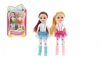 Panenka 2ks plast pevné tělo 14cm 2 druhy na kartě