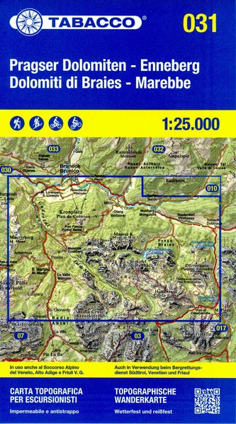 Tabacco Wandern Pragser Dolomiten 1:25000