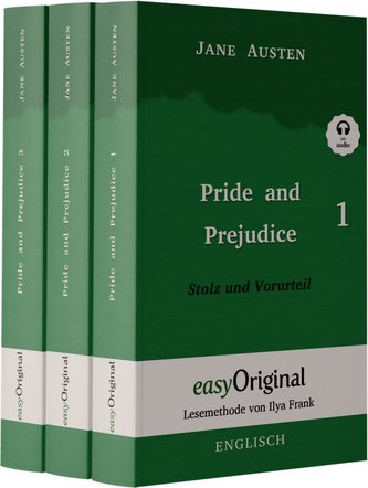 Pride and Prejudice / Stolz und Vorurteil - Teile 1-3 Hardcover (Buch + 3 MP3 Audio-CD) - Lesemethode von Ilya Frank - Zweisprac