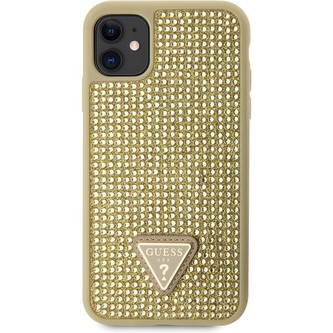Guess Rhinestones Triangle Metal Logo kryt pro iPhone 11 zlatý