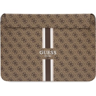 Guess PU 4G Printed Stripes Computer Sleeve 16" hnědý
