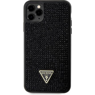 Guess Rhinestones Triangle Metal Logo kryt pro iPhone 11 Pro Max černý