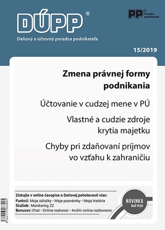 DUPP 15/2019 Zmena právnej formy podnikania