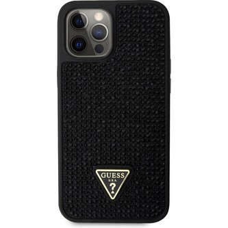 Guess Rhinestones Triangle Metal Logo kryt pro iPhone 12/12 Pro černý