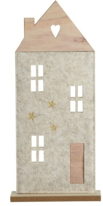 Plstěný domek na dřevěné podložce 38x22x5 cm krémový