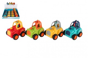 Traktor s panáčkem na setrvačník plast 9x7cm 4 barvy 12ks v boxu