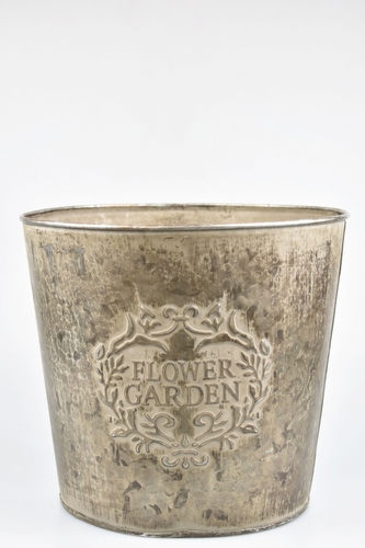 Plechový květináč Flower garden 18,5x21x16,5 cm hnědý
