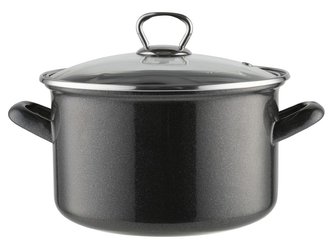 HRNEC SMALTOVANÝ S POKLIČKOU 18CM 2,6L MARIGOLD ŠEDÁ BARVA