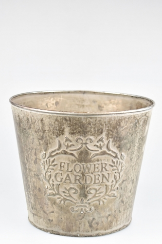 Plechový květináč Flower garden 16x18,5x13,5 cm hnědý