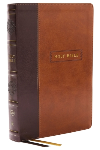 KJV Holy Bible, Center-Column Reference Bible, Leathersoft, Brown, 73,000+ Cross References, Red Letter, Comfort Print:
