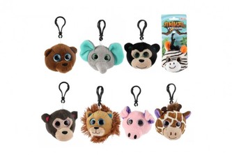 Přívěšek klíčenka na klíče plyš safari zoo 8cm 8 druhů na kartě 18m+