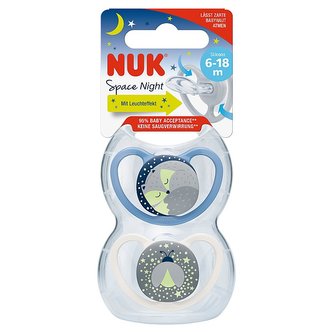 NUK Space Night dudlík 6-18 m 2 ks box kluk