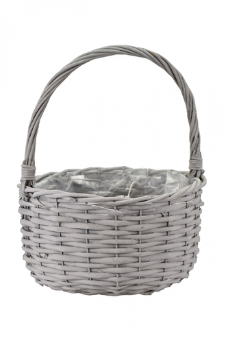 Proutěný koš s uchem šedý 33x15x26 cm