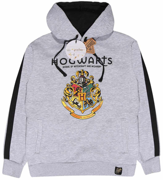 Pánská mikina Harry Potter: Hogwarts Crest (M) šedá bavlna polyester
