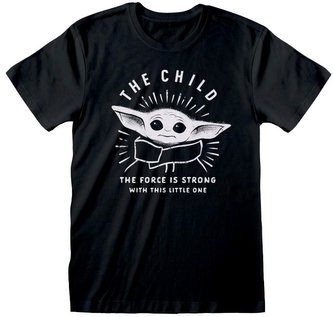 Pánské tričko Star Wars|Hvězdné války TV seriál The Mandalorian: Force Is Strong (L) černé bavlna