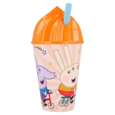 Plastový kelímek na pití ve tvaru zmrzliny s  brčkem Prasátko Pepa 430 ml
