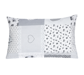 Povláček bavlna - šedé srdce - povláček 40x60cm na zip ( pouze povlak )