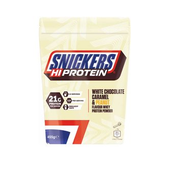 Snickers Hi Protein 455 g white chocolate caramel peanut (bílá čokoláda-karamel-arašídy)