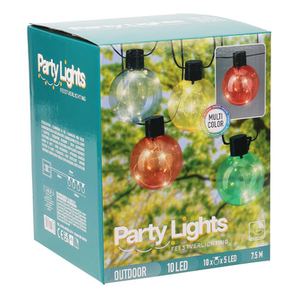 Párty osvětlení - řetěz 10 LED žárovek, barevné, délka 7,5 m