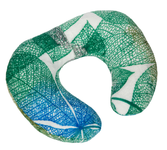 Polštářek cestovní podkova - zelené listy - 30x35 cm