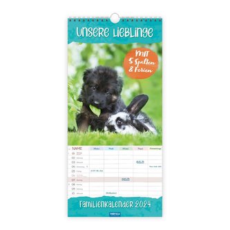 Trötsch Familienkalender Unsere Lieblinge Familienkalender 2024 - mit 5 Spalten und Ferienterminen