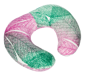 Polštářek cestovní podkova - růžové listy - 30x35 cm