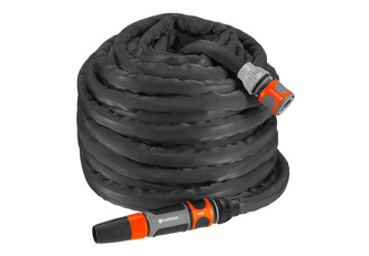 GARDENA textilní hadice Liano 30 m – sada s postřikovačem 18300 a šroubením, 18438-20