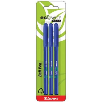 Kuličkové pero Luxor ECO FOCUS jednor., modré, 3ks