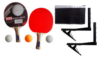 Pálka na stolní tenis 2 ks + 2 míčky + síť + držák