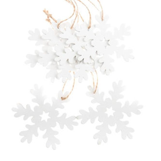 Závěsná dřevěná vločka - bílá 6 ks