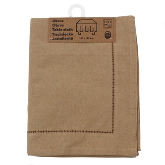 HOME ELEMENTS Ubrus z recyklované bavlny, 140x120 cm, béžový, s prošitým lemováním