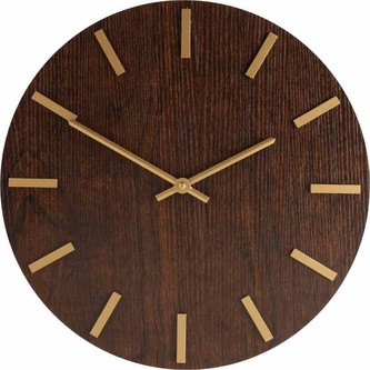 Hodiny nástěnné 40 cm dekor dřevo tmavě hnědé