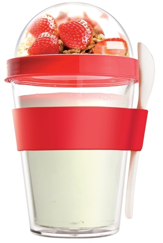 ASOBU multifunkční svačinový kelímek YO2GO červený 360ml