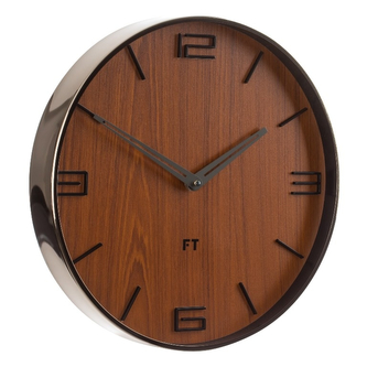 Designové nástěnné hodiny Future Time FT3010TT Flat walnut titanium 30cm